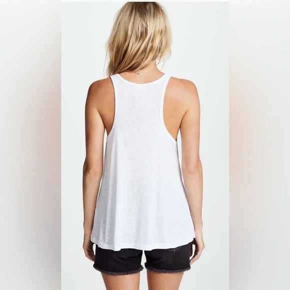 Free People Ribbed Racerback White Tank Top Size: L - Picture 2 of 5